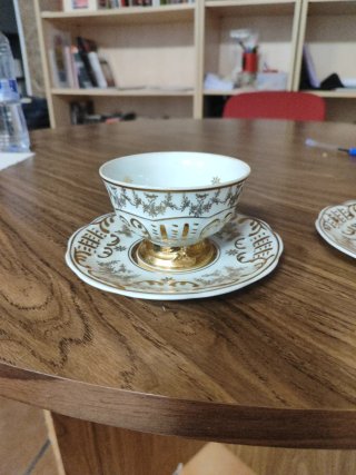 2 Tazze da tè antiche con bordo dorato
