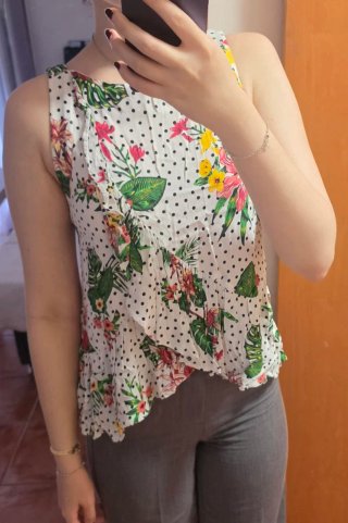 Blusa Estampado Tropical Blanco