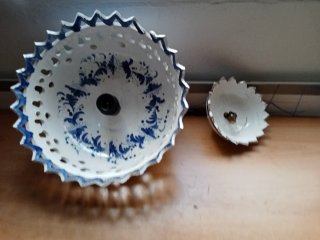 Lámpara techo cerámica antigua azul y blanco