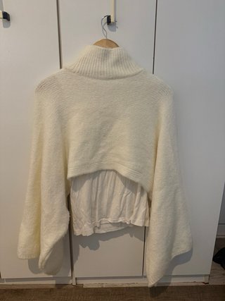 Suéter lana cuello alto manga larga, sobre jersey