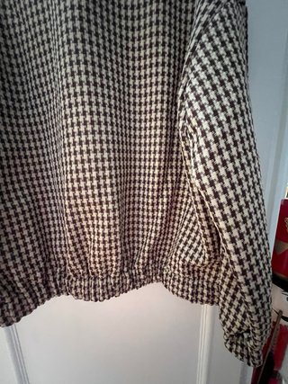 Cazadora pata de gallo marron con forro Talla L