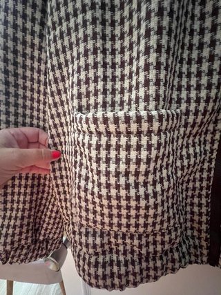 Cazadora pata de gallo marron con forro Talla L
