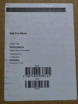 Dell Pro Micro Intel Ultra 5 16GB RAM 512GB SSD