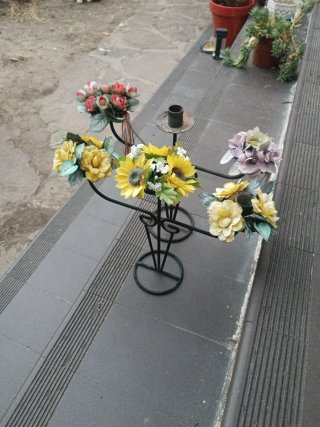 2 Candelabros Hierro Forjado Flores