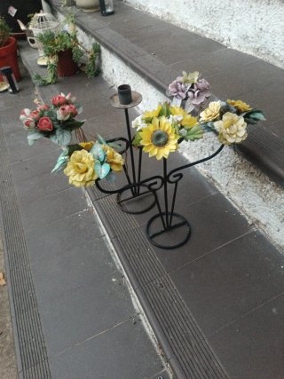 2 Candelabros Hierro Forjado Flores