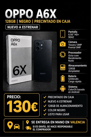 OPPO A6X 128GB Negro Nuevo
