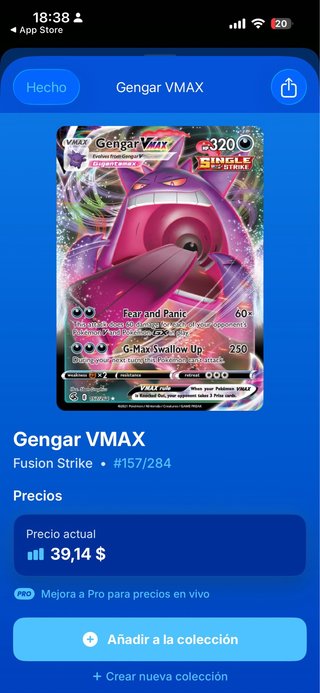 Carta Pokémon Gengar VMAX Fusion Strike