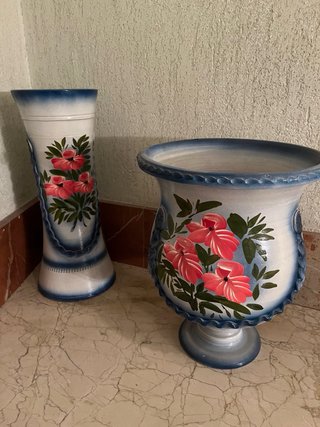 Conjunto Cerámica: Columna y Macetero