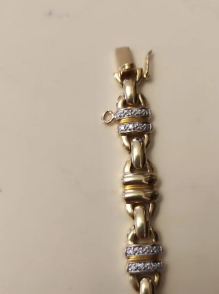 Pulsera oro de 18 kts con puntas de brillantes