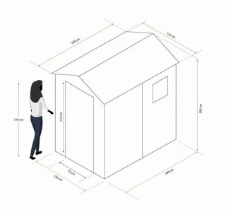 Caseta jardín resina 132x190x203cm 2,47 m² Marsala