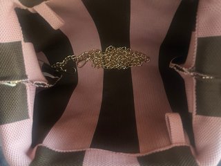 Bolso de mano y colgar Flora rayas rosa y marrón