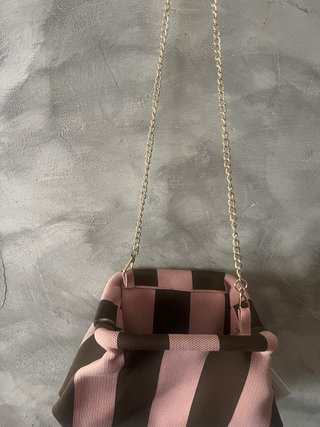 Bolso de mano y colgar Flora rayas rosa y marrón