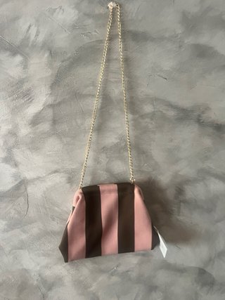 Bolso de mano y colgar Flora rayas rosa y marrón