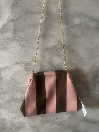 Bolso de mano y colgar Flora rayas rosa y marrón