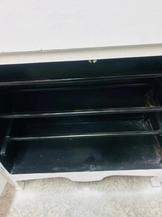 Mueble zapatero vintage con espejo y butaca