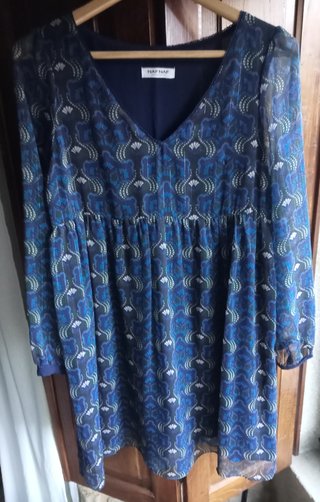 Vestido Naf Naf Talla L Estampado Azul y verde