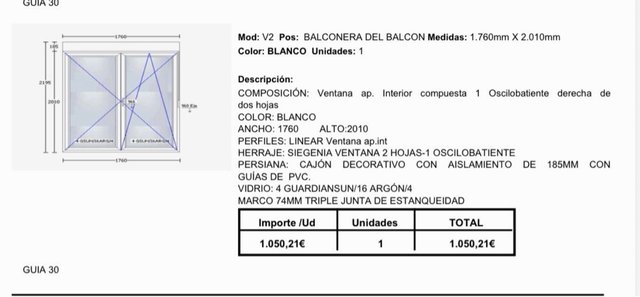 Ventanal doble SIN persiana