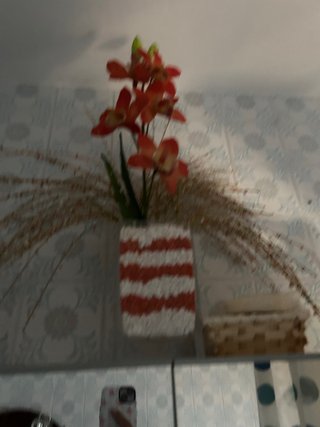 Florero Decorativo Rayas Rojas y Blancas