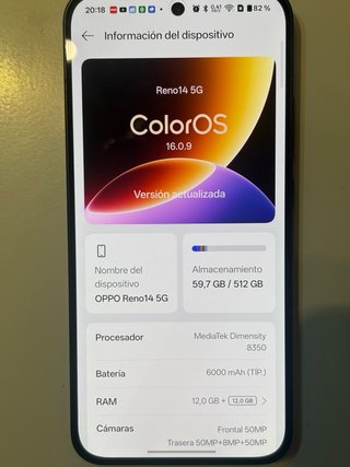 Oppo Reno 14 con 512 GB