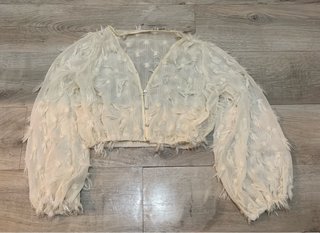 Chaqueta Crop Top Transparente Blanco roto