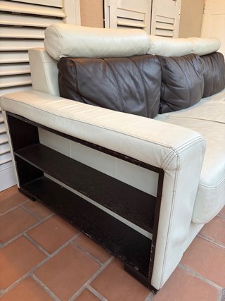 Sofá cama seccional de piel blanco y marrón