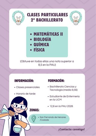 Clases particulares 2º Bachillerato