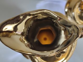 2 Vasi dorati in porcellana con serpente