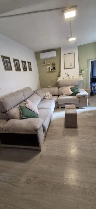 Sofá chaise longue beige tela