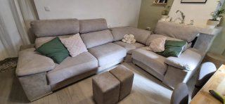 Sofá chaise longue beige tela