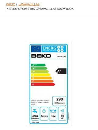 Lavavajillas Beko.ULTIMO DIA VENTA MARTES 29/09