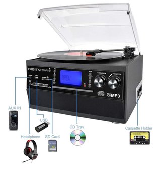 DIGITNOW! Tocadiscos Vinilo Bluetooth CD USB FM