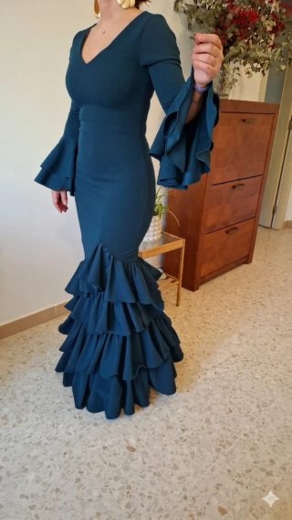 Traje de Flamenca Azul Petróleo TODAS LAS TALLAS