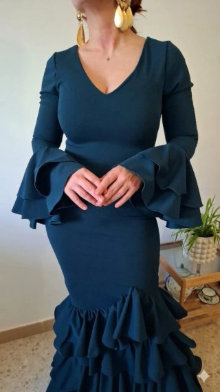 Traje de Flamenca Azul Petróleo TODAS LAS TALLAS