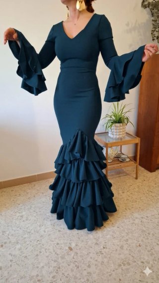 Traje de Flamenca Azul Petróleo TODAS LAS TALLAS