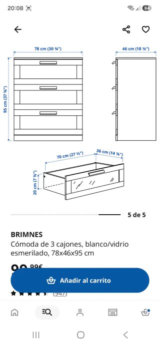 Cómoda Brimnes 3 cajones Ikea