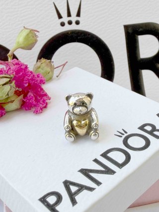 Pandora Charm Oso Corazón Dorado Plata