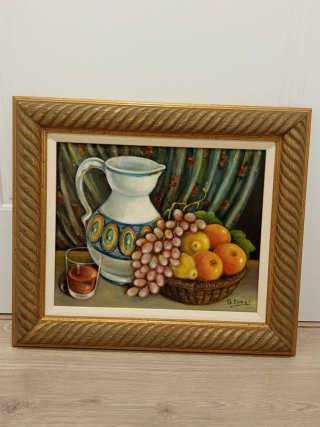 Pintura bodegón G. Olmes marco madera 53x45cm
