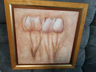 Cuadro de tulipanes pintado a mano