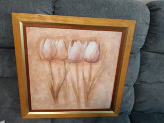 Cuadro de tulipanes pintado a mano