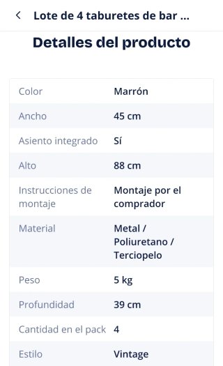 Banqueta alta de cuero marrón (4 unidades)
