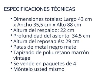 Banqueta alta de cuero marrón (4 unidades)