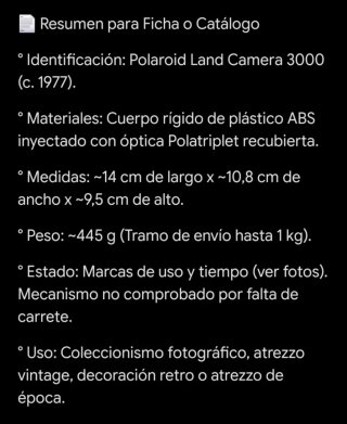 Polaroid Land - Camera 3000 - Año 1977.