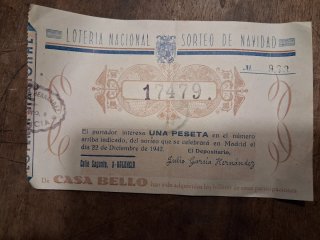 Décimo, papeletas, Lotería Nacional 1942