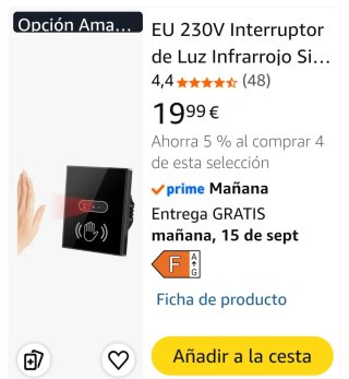 Interruptor Luz Infrarrojos 230V Nuevo