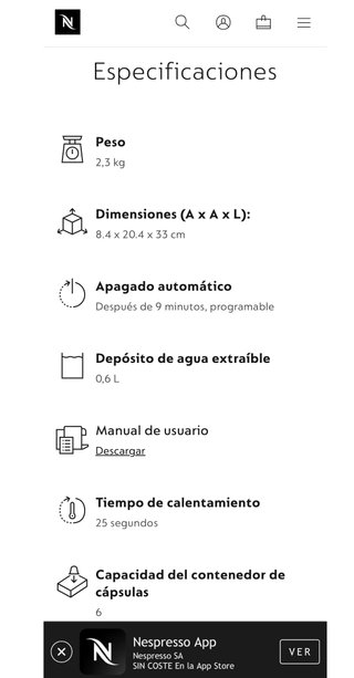 Cafetera Nespresso