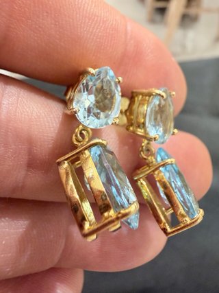 Pendientes de plata 925 con baño de oro  y topacio