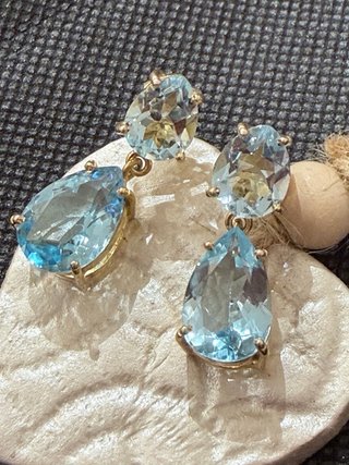 Pendientes de plata 925 con baño de oro  y topacio