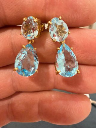 Pendientes de plata 925 con baño de oro  y topacio