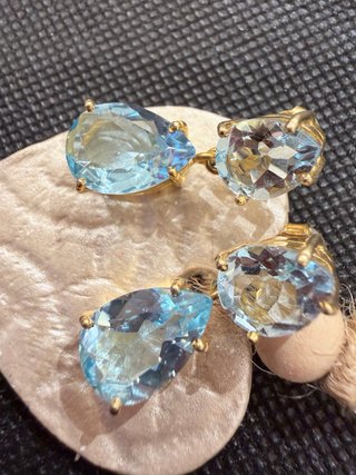 Pendientes de plata 925 con baño de oro  y topacio