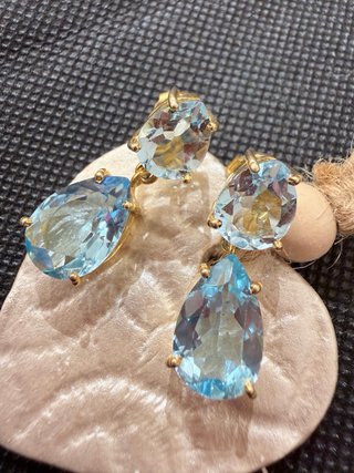 Pendientes de plata 925 con baño de oro  y topacio